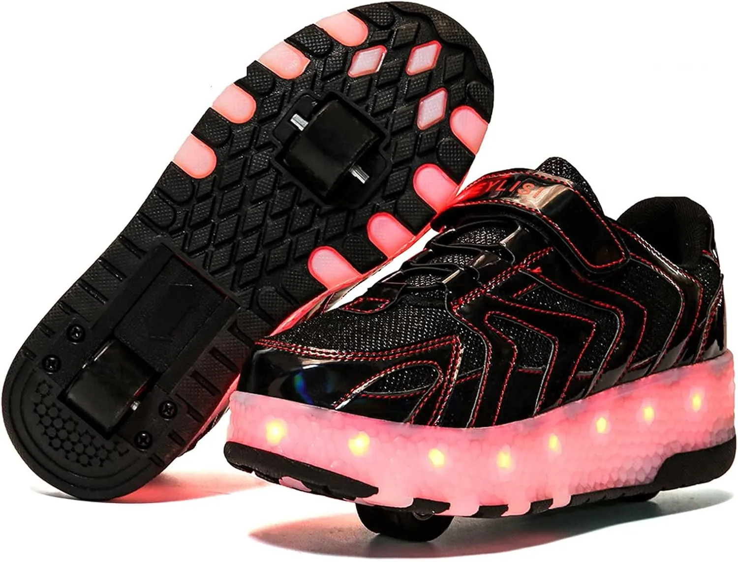 Led Roller Skate Shoes Sneakers, USB Charging Light Up Roller Shoes Boy Girl Child Adult Automatic Retractable Sneakers Fashionblack-USA 7