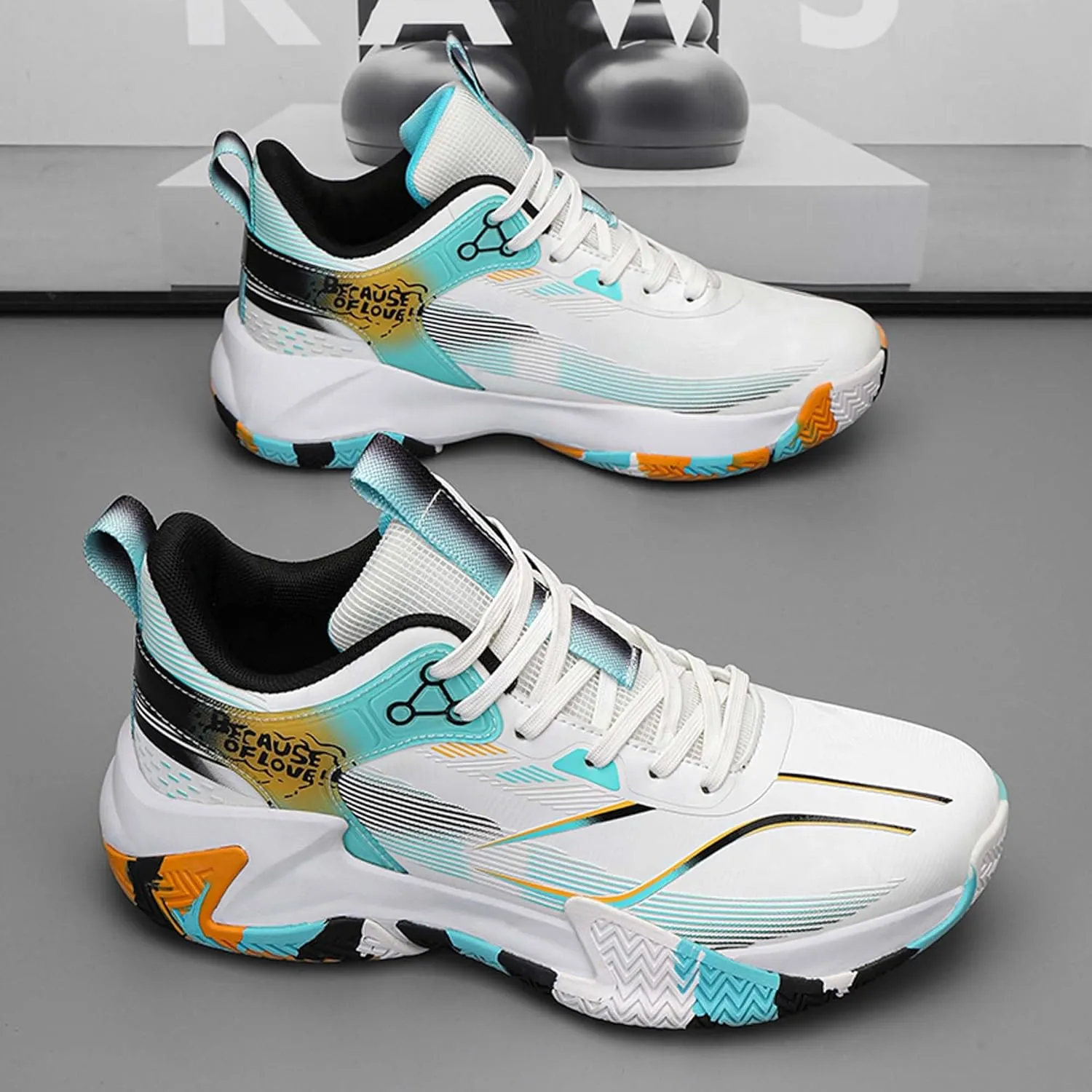 Men's Basketball Shoes Anti-Slip Sports Running Shoes Lightweight Breathable Athletic Shoes Outdoor Anti-Slip Training Tennis Shoes