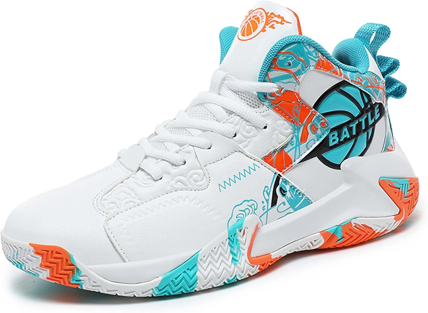 Men's Lace Up Basketball Shoes With Rubber Soles High Elasticity Running Shoes Casual And Fashionable Sneakers Non Slip And Wear-Resistant Outdoor Hiking Shoes Comfortable And Breathable Fitness Shoes