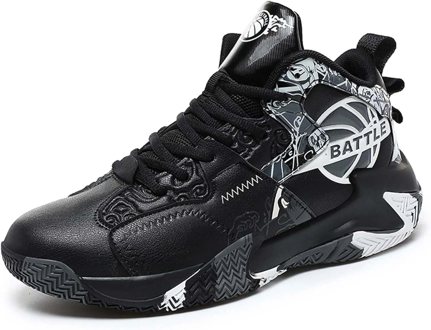 Men's Lace Up Basketball Shoes With Rubber Soles High Elasticity Running Shoes Casual And Fashionable Sneakers Non Slip And Wear-Resistant Outdoor Hiking Shoes Comfortable And Breathable Fitness Shoes