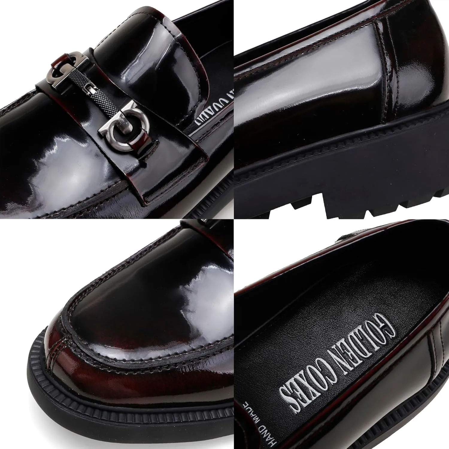 Men's Luxury Genuine Leather Dress Loafers Shoes, Casual Formal Buckle Slip on Loafers Moc-Toe Business Dress Shoes Party Wedding Slip-on Loafer for Mens