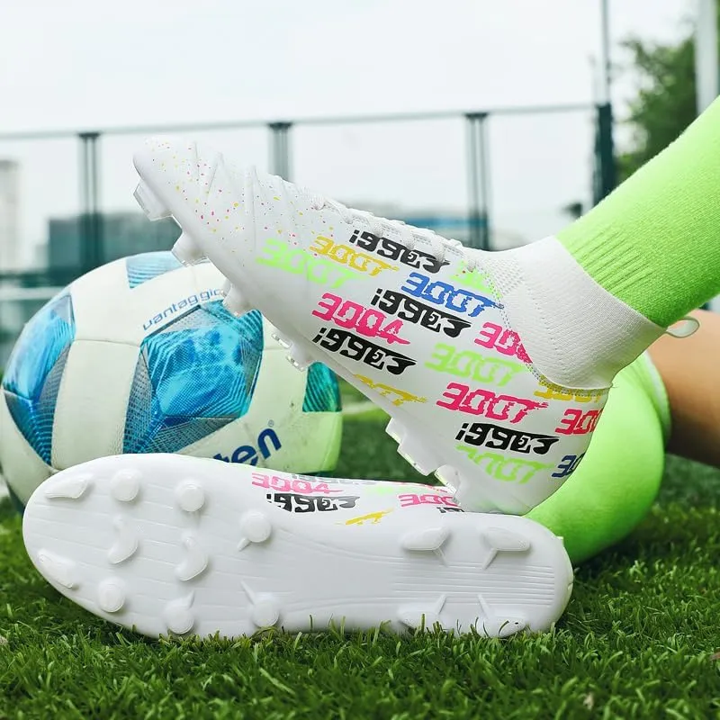 Mens Outdoor Soccer Cleats with Spikes Black and White Soccer Shoes for Men, Professional High-Top Football Shoes for Indoor Use, Soccer Boots Designed for Professional Futsal Competitions