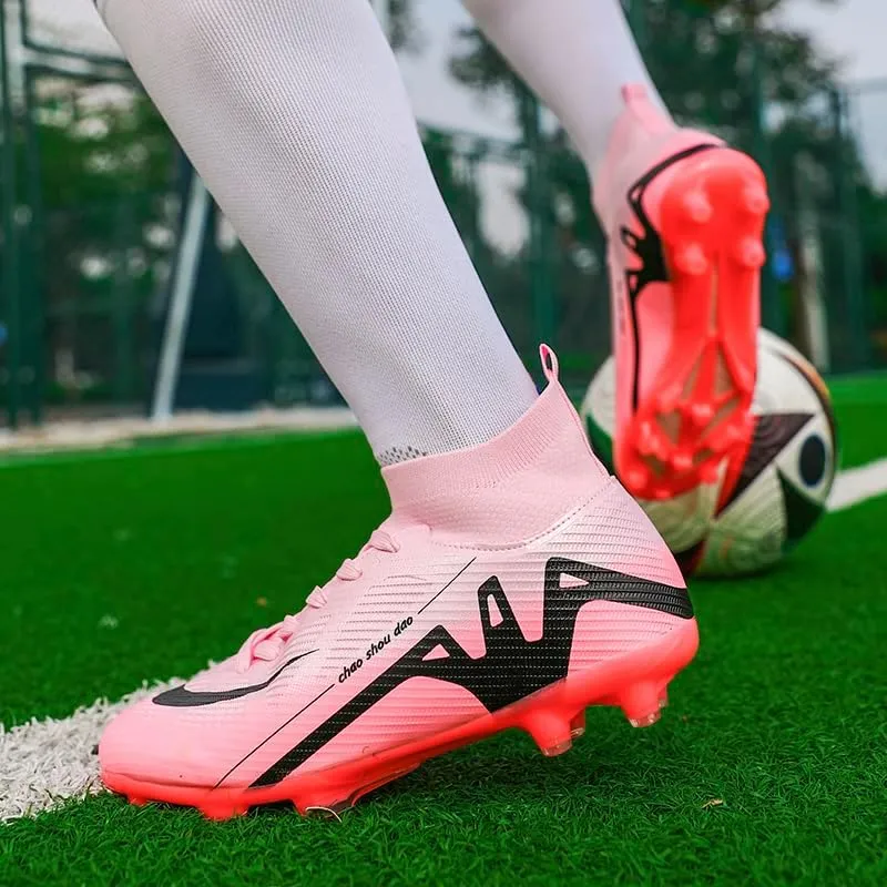 Men's Soccer Cleats Football Shoes High-Tops Non-Slip Spikes Indoor Outdoor Firm Ground Turf Sports Athletic Combat Boots