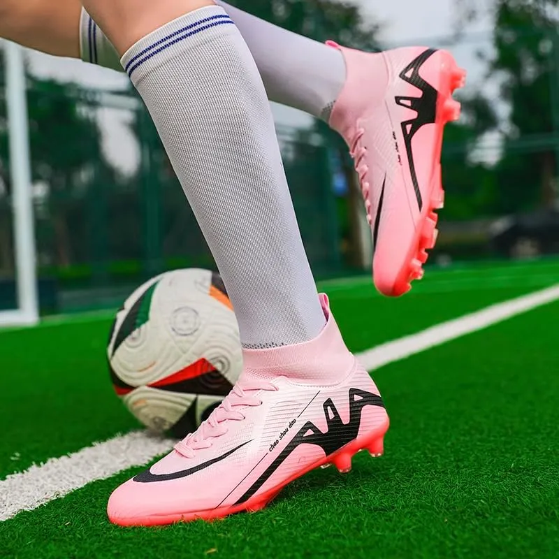 Men's Soccer Cleats Football Shoes High-Tops Non-Slip Spikes Indoor Outdoor Firm Ground Turf Sports Athletic Combat Boots