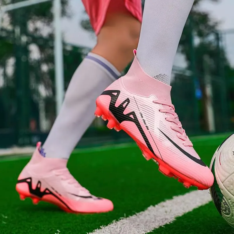 Men's Soccer Cleats Football Shoes High-Tops Non-Slip Spikes Indoor Outdoor Firm Ground Turf Sports Athletic Combat Boots