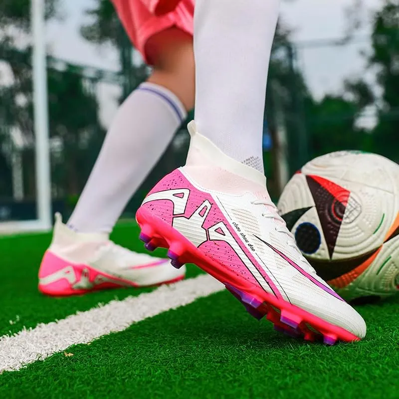 Men's Soccer Cleats Football Shoes High-Tops Non-Slip Spikes Indoor Outdoor Firm Ground Turf Sports Athletic Combat Boots