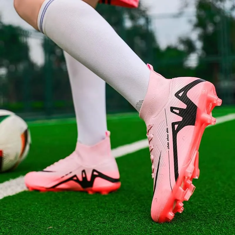 Men's Soccer Cleats Football Shoes High-Tops Non-Slip Spikes Indoor Outdoor Firm Ground Turf Sports Athletic Combat Boots