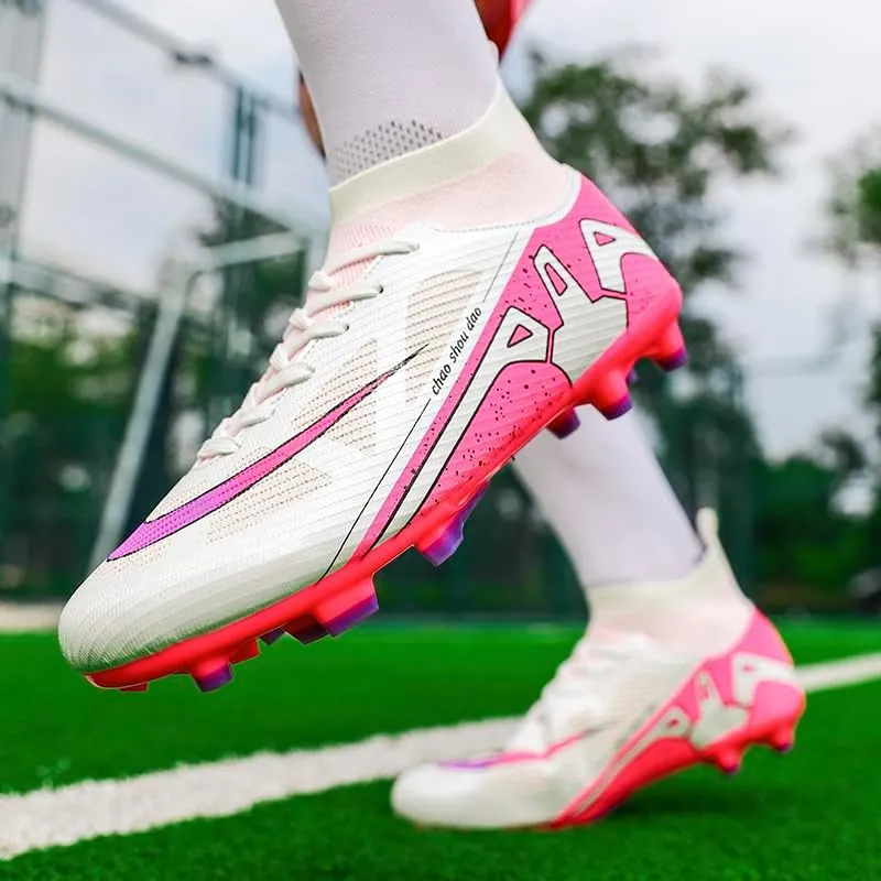 Men's Soccer Cleats Football Shoes High-Tops Non-Slip Spikes Indoor Outdoor Firm Ground Turf Sports Athletic Combat Boots