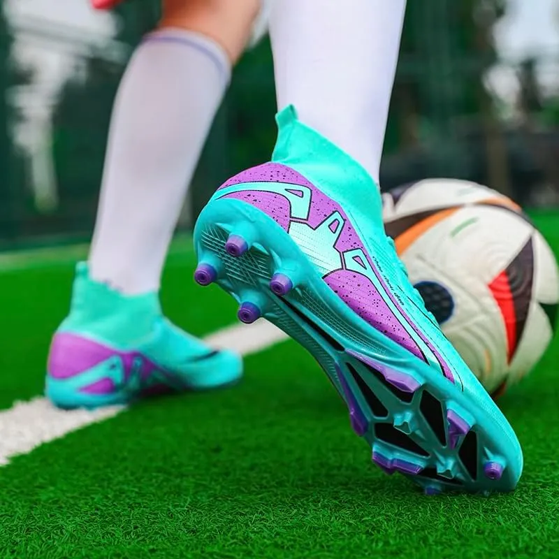 Men's Soccer Cleats Football Shoes High-Tops Non-Slip Spikes Indoor Outdoor Firm Ground TurfSports Athletic Combat Boots