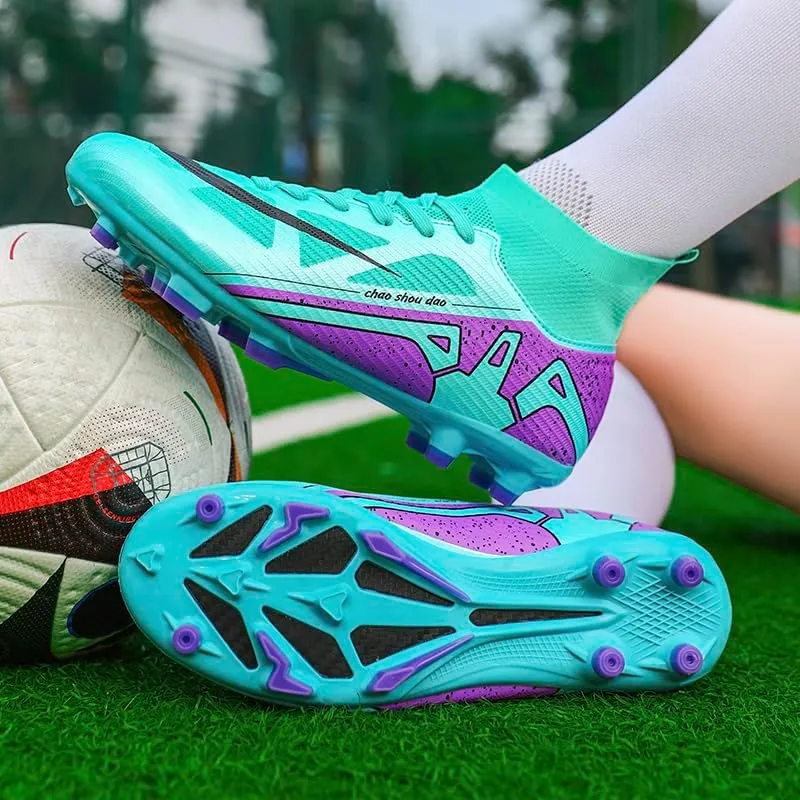 Men's Soccer Cleats Football Shoes High-Tops Non-Slip Spikes Indoor Outdoor Firm Ground TurfSports Athletic Combat Boots