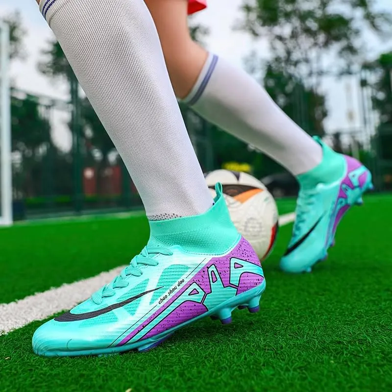 Men's Soccer Cleats Football Shoes High-Tops Non-Slip Spikes Indoor Outdoor Firm Ground TurfSports Athletic Combat Boots