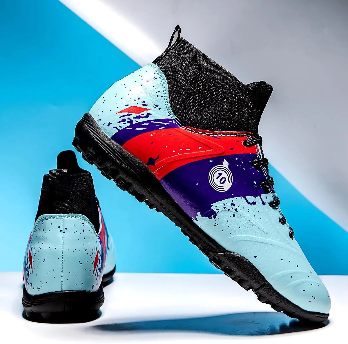 Mens Soccer Shoes Cleats Football Boots Professional Training Outdoor Indoor Sneaker High-Top Spike Breathable Athletic