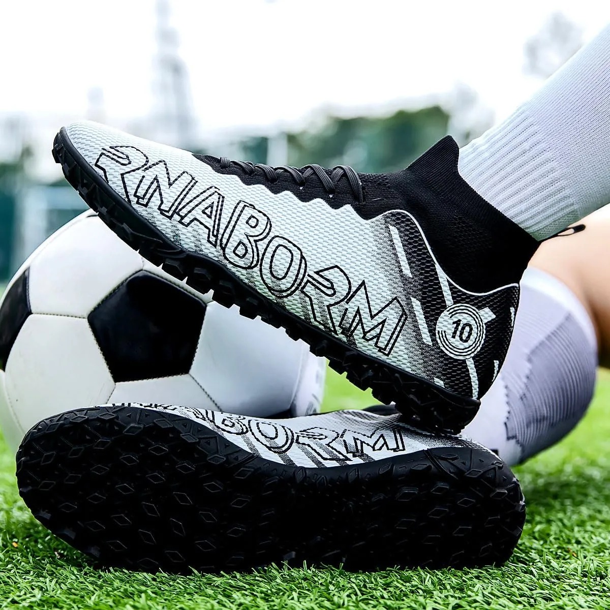 Mens Soccer Shoes Cleats Football Boots Professional Training Outdoor Indoor Sneaker High-Top Spike Breathable Athletic