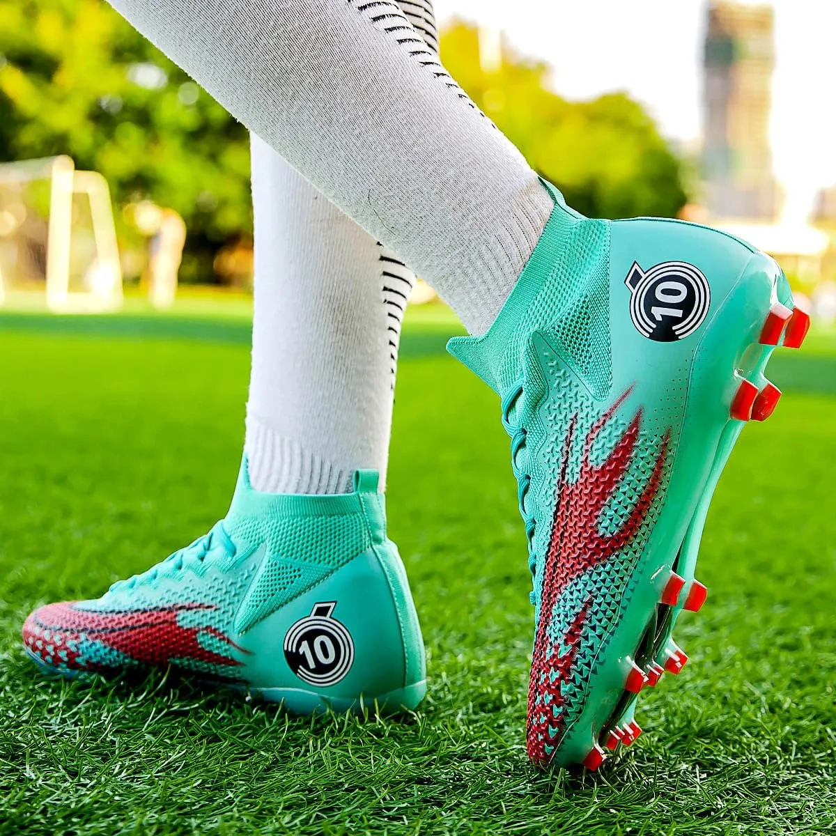 Men's Soccer Shoes High-Top Soccer Cleats Outdoor Breathable Athletic Professional Spikes Youth Boys Football Shoes