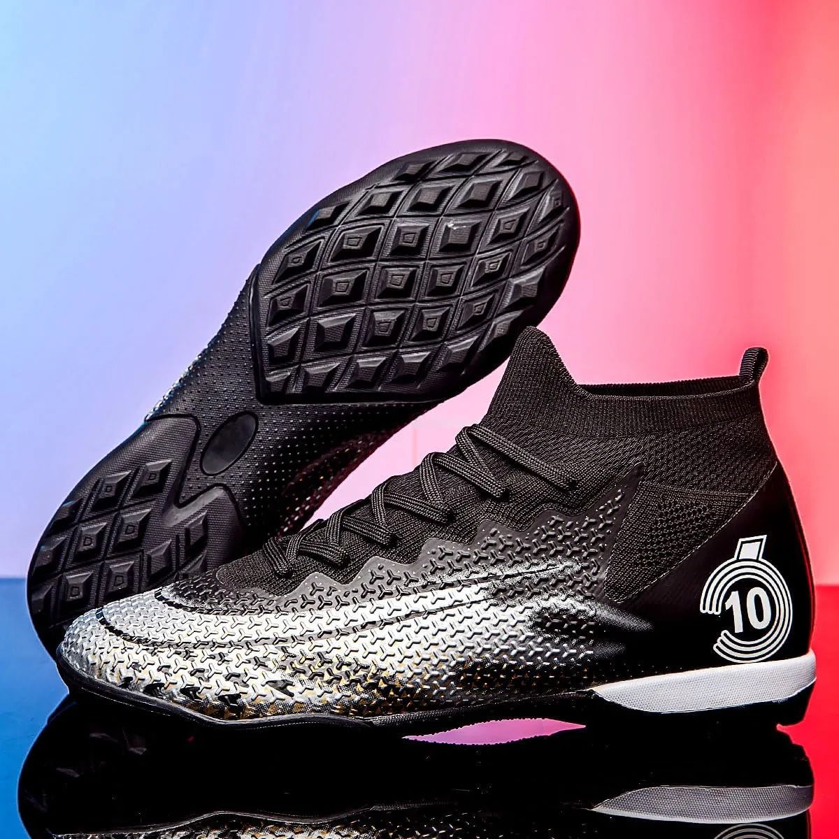 Men's Soccer Shoes High-Top Soccer Cleats Outdoor Breathable Athletic Professional Spikes Youth Boys Football Shoes