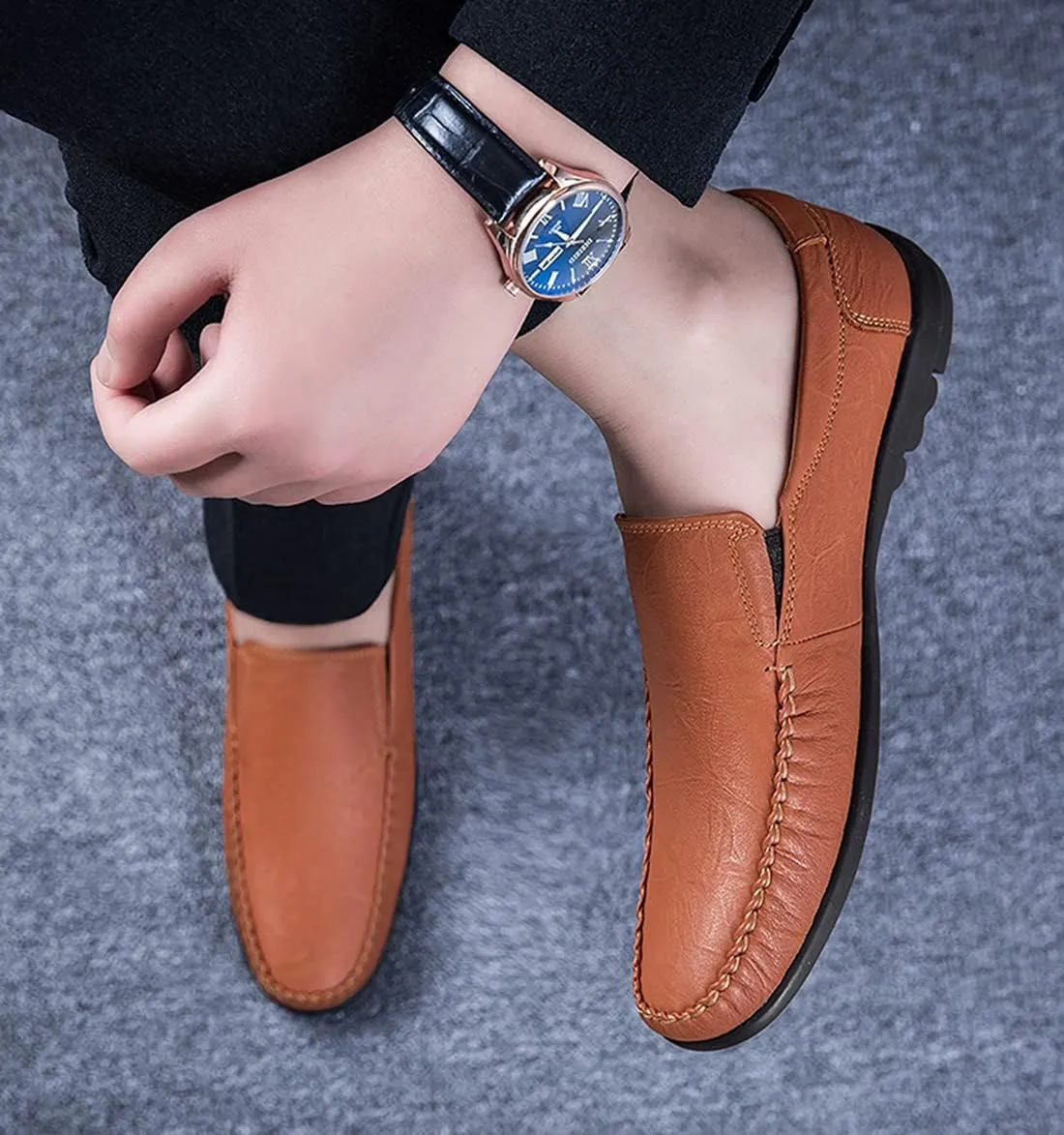 Minishion Boys Mens Casual Shoes Slip on Office Walking Loafers
