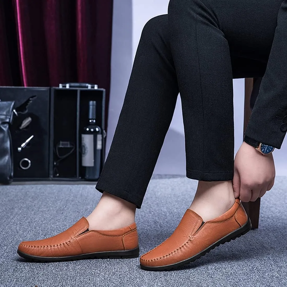 Minishion Boys Mens Casual Shoes Slip on Office Walking Loafers