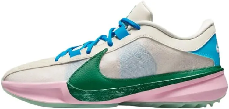 Nike Giannis Freak 5 Men's Basketball Shoes (DX4985-100, Light Orewood Brown/Medium Soft Pink/Blue Lightning/Emerald Rise) Size 9