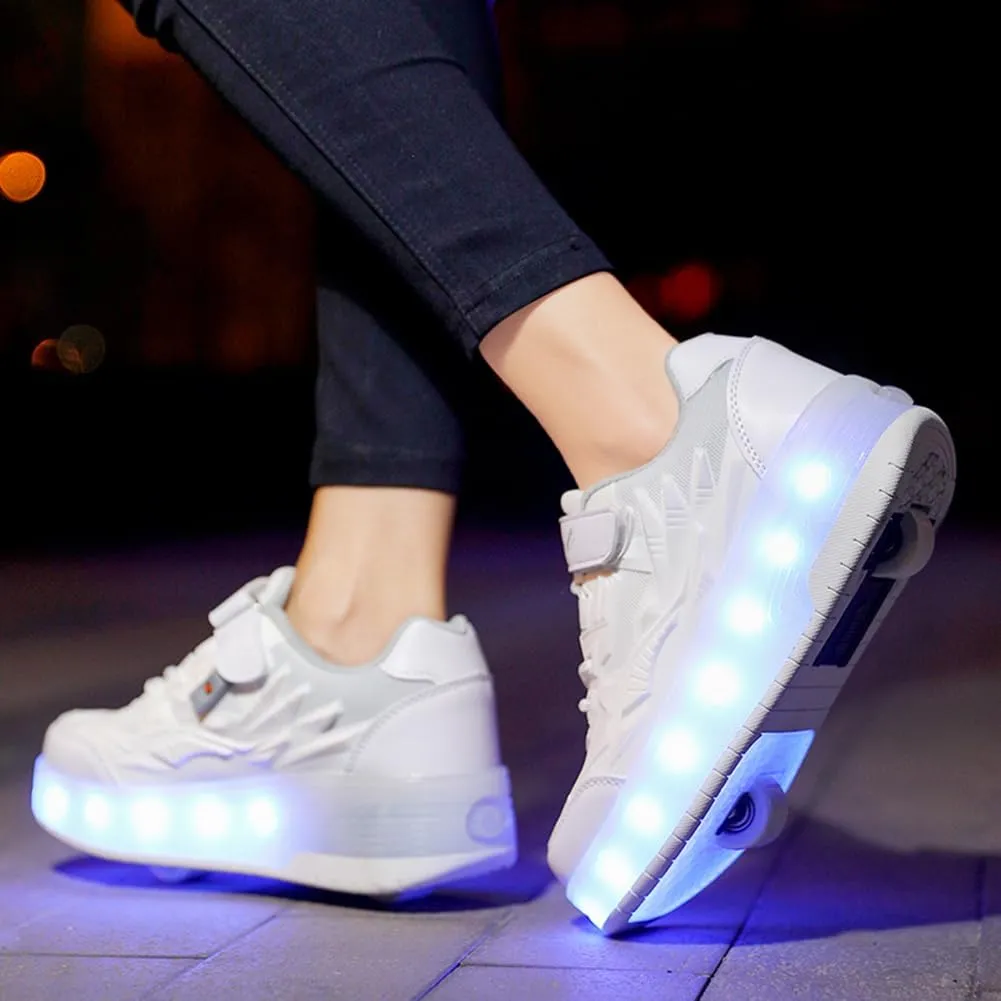 Nsasy Girls Boys Roller Shoes with LED Light Up Wheels Sneakers Kids Roller Skates Shoes for Kids for Children