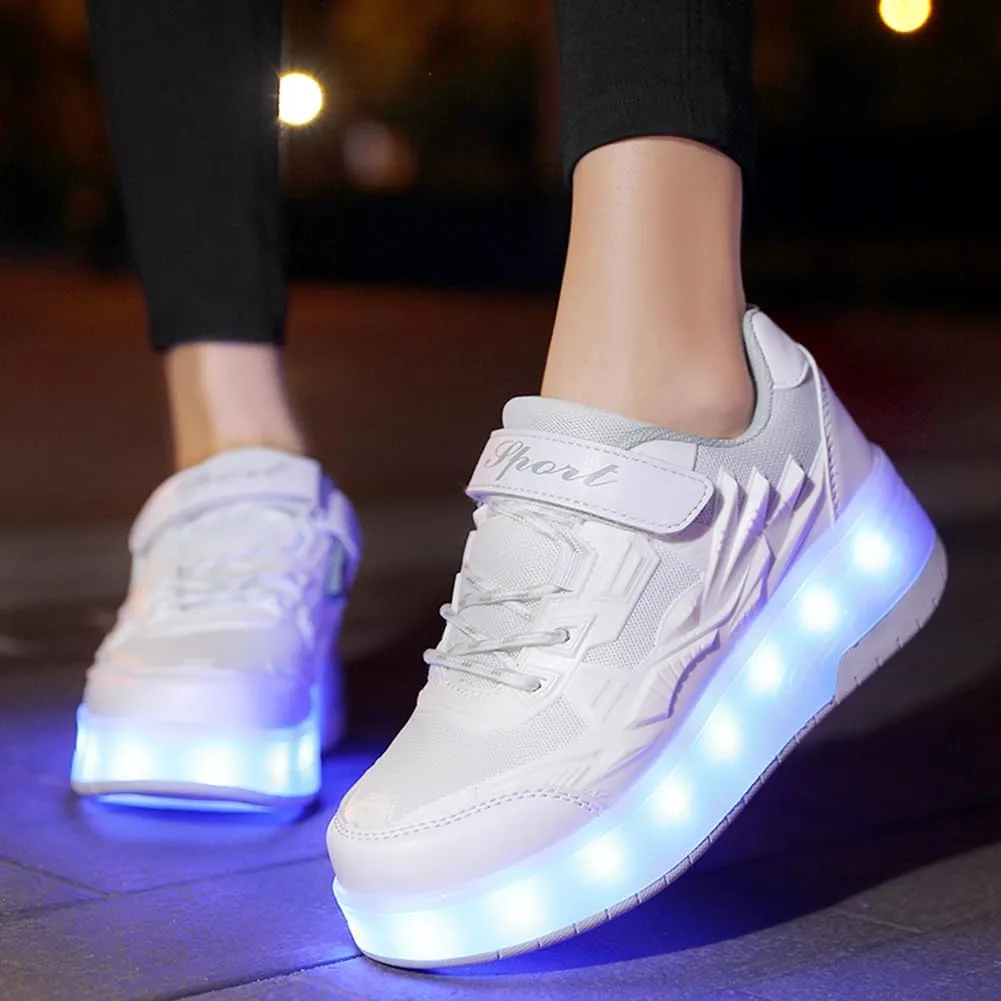 Nsasy Girls Boys Roller Shoes with LED Light Up Wheels Sneakers Kids Roller Skates Shoes for Kids for Children