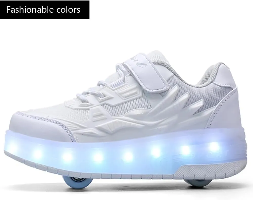 Nsasy Girls Boys Roller Shoes with LED Light Up Wheels Sneakers Kids Roller Skates Shoes for Kids for Children