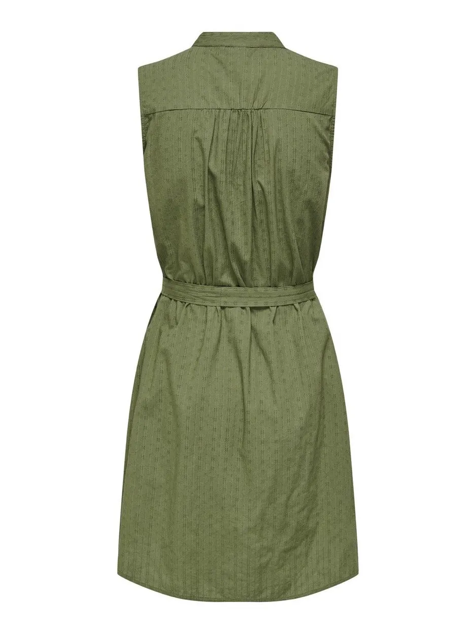 Onlesta Life Sl Button Dress Wvn Cs - Army