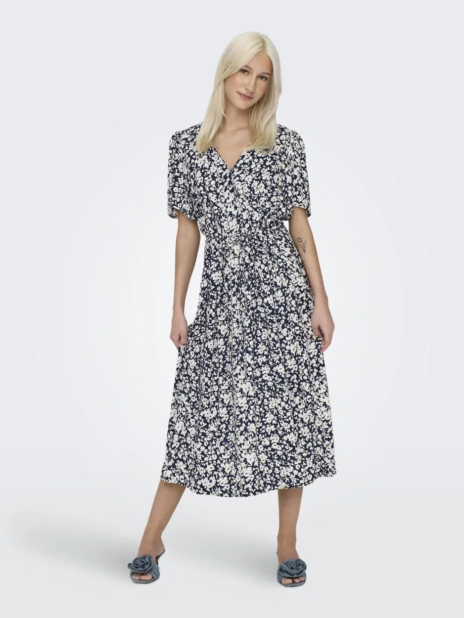 Onlhalia S/s Midi Dress Wvn Noos - Blauw Dessin