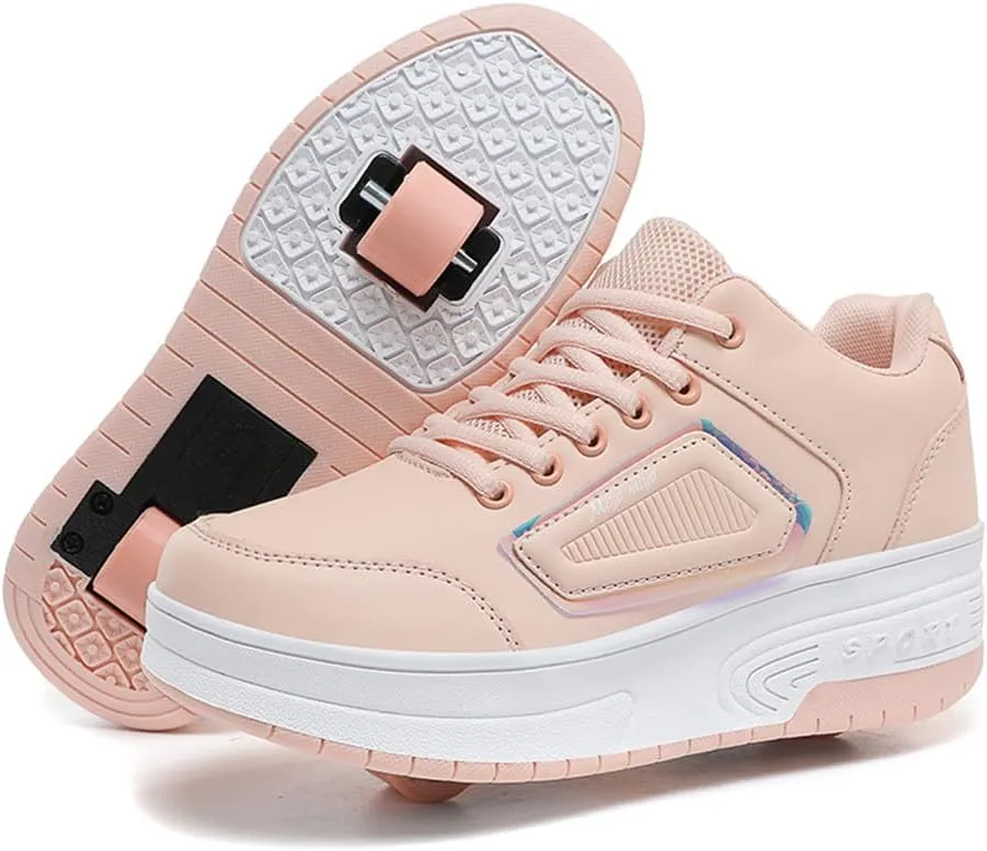 Roller Shoes Boys Girls Christmas Gifrs Roller Skate Shoes Sneakers With Wheels for Kids Women Wheeled Footwear Retractable Breatheable Shoes Beginner Exercise Skates Birthday Gifts Size 3