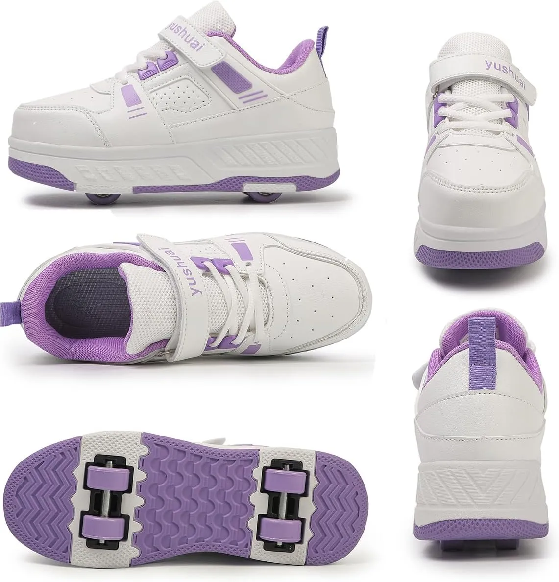 Roller Skate Shoes for Kids Girls Boys Detachable Wheeled Fashion Sneakers with 4-Wheels for Christmas Birthday Gifts