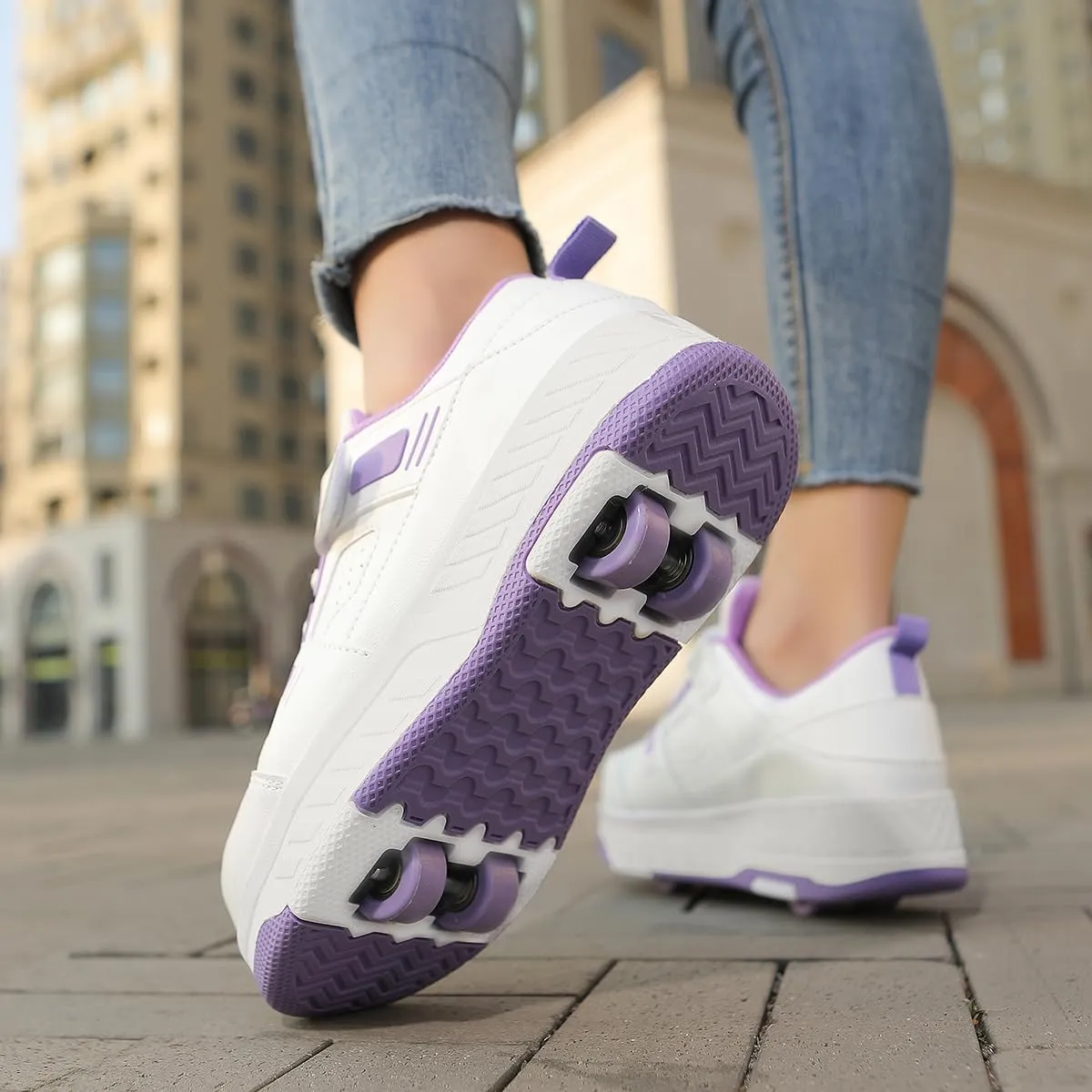 Roller Skate Shoes for Kids Girls Boys Detachable Wheeled Fashion Sneakers with 4-Wheels for Christmas Birthday Gifts