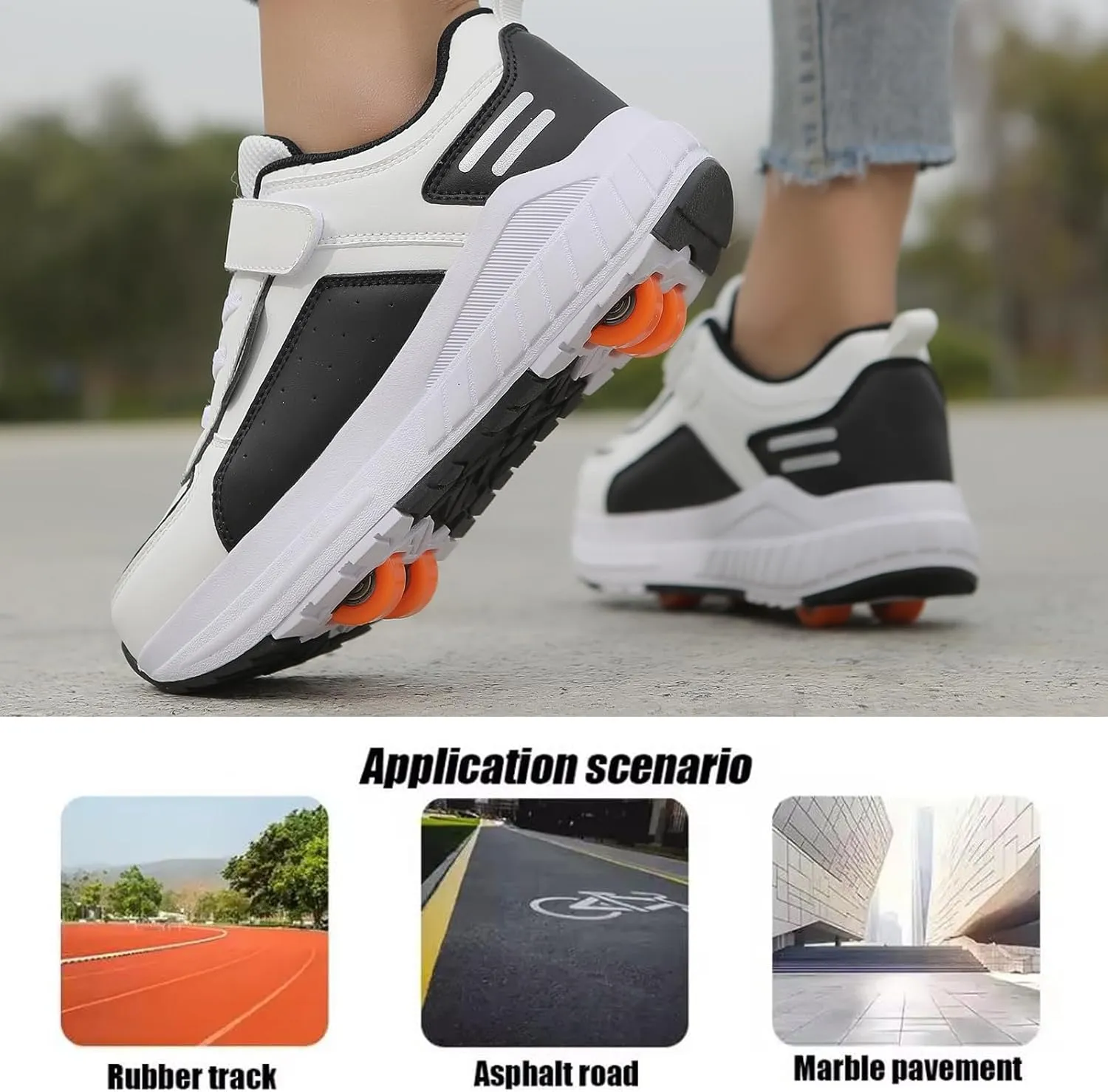 Roller Skate Shoes for Kids Girls Boys Detachable Wheeled Fashion Sneakers with 4-Wheels for Christmas Birthday Gifts