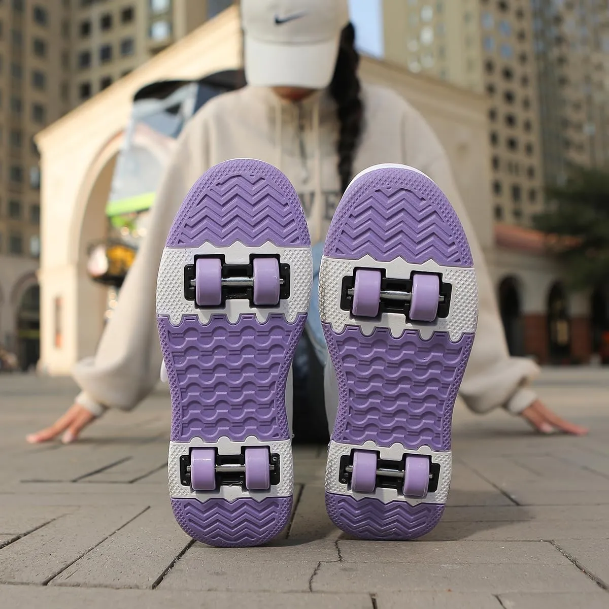 Roller Skate Shoes for Kids Girls Boys Detachable Wheeled Fashion Sneakers with 4-Wheels for Christmas Birthday Gifts