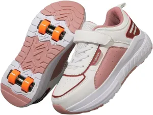 Roller Skate Shoes for Kids Girls Boys Detachable Wheeled Fashion Sneakers with 4-Wheels for Christmas Birthday Gifts