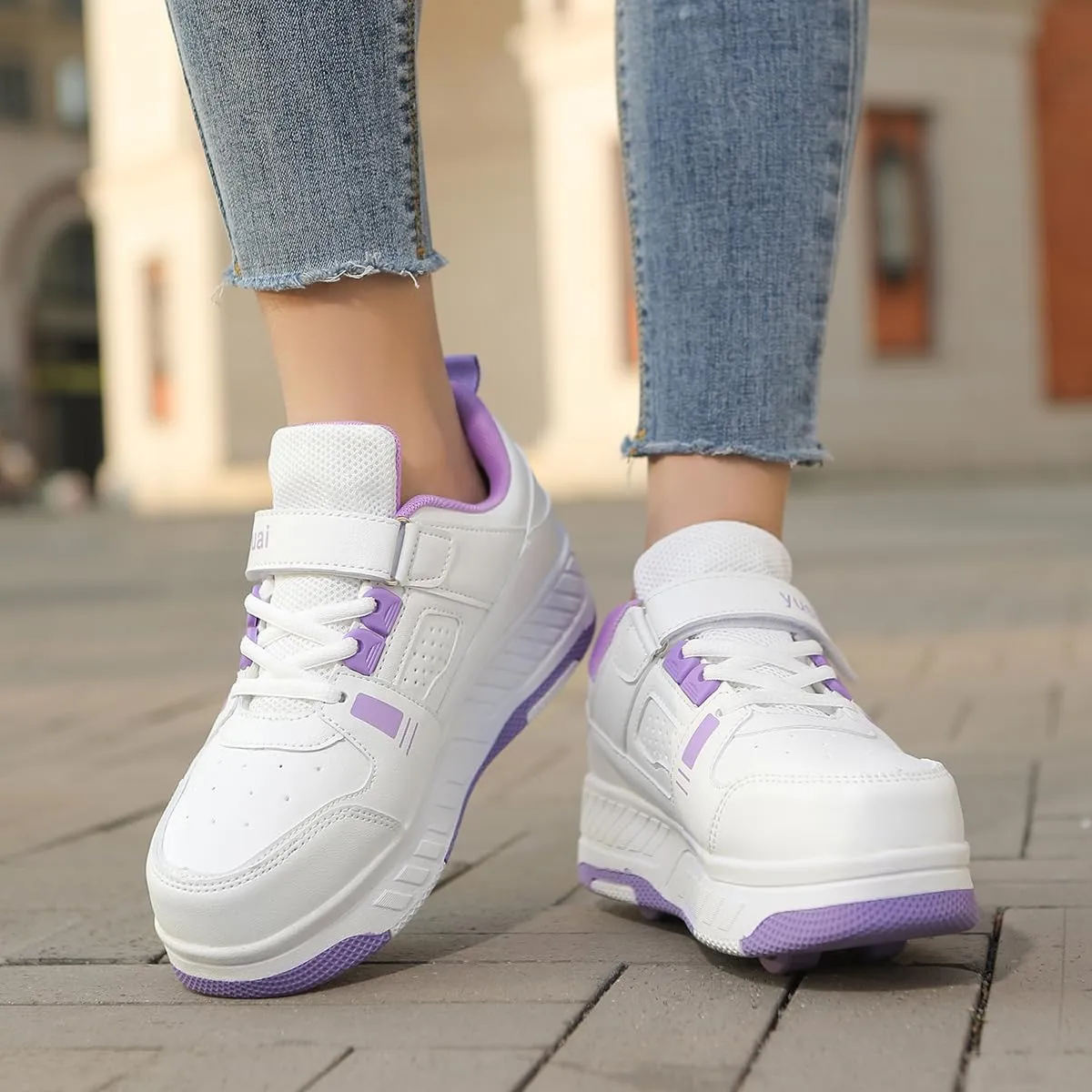 Roller Skate Shoes for Kids Girls Boys Detachable Wheeled Fashion Sneakers with 4-Wheels for Christmas Birthday Gifts