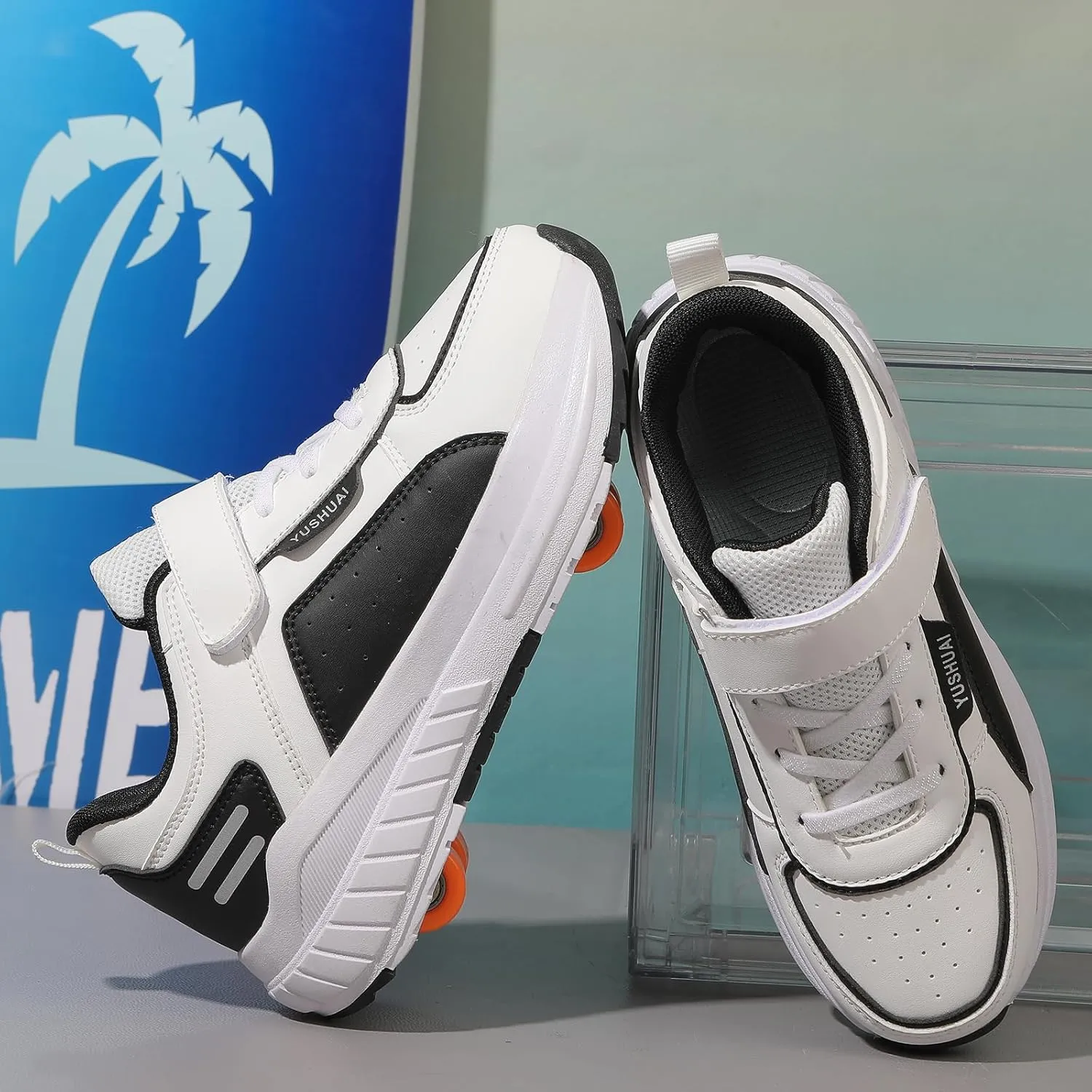 Roller Skate Shoes for Kids Girls Boys Detachable Wheeled Fashion Sneakers with 4-Wheels for Christmas Birthday Gifts