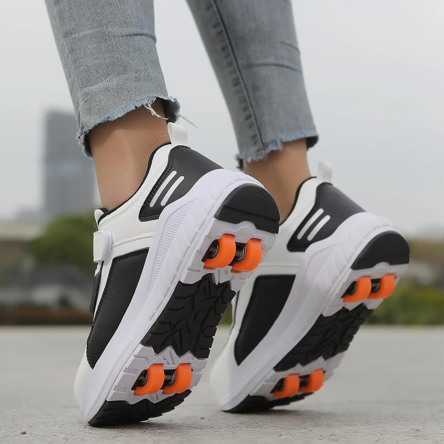 Roller Skate Shoes for Kids Girls Boys Detachable Wheeled Fashion Sneakers with 4-Wheels for Christmas Birthday Gifts