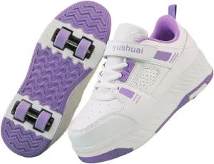 Roller Skate Shoes for Kids Girls Boys Detachable Wheeled Fashion Sneakers with 4-Wheels for Christmas Birthday Gifts