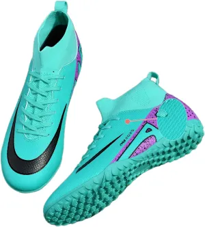 SARW Turf Mens High-Top Soccer Cleats Womens Football Shoes for Boys Girls Beginners Lightweight Youth Professional Indoor Outdoor Black Purple Pink Beige
