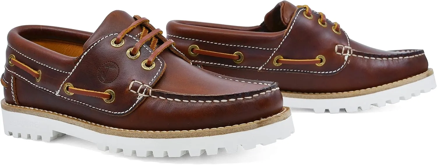 Seajure Womens Boat Shoes Alankuda Leather Brown and White