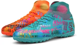 Soccer Cleats Mens Soccer Shoes Boys Professional High-Top Football Boots Indoor Outdoor Competition Training Shoes Comfortable Turf Football Shoes
