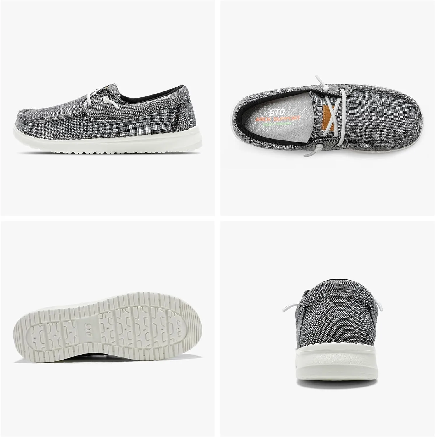STQ Women's Boat Shoes with Orthopedic Insole Slip On Business Casual Shoes for Plantar Fasciitis Lightweight Loafers