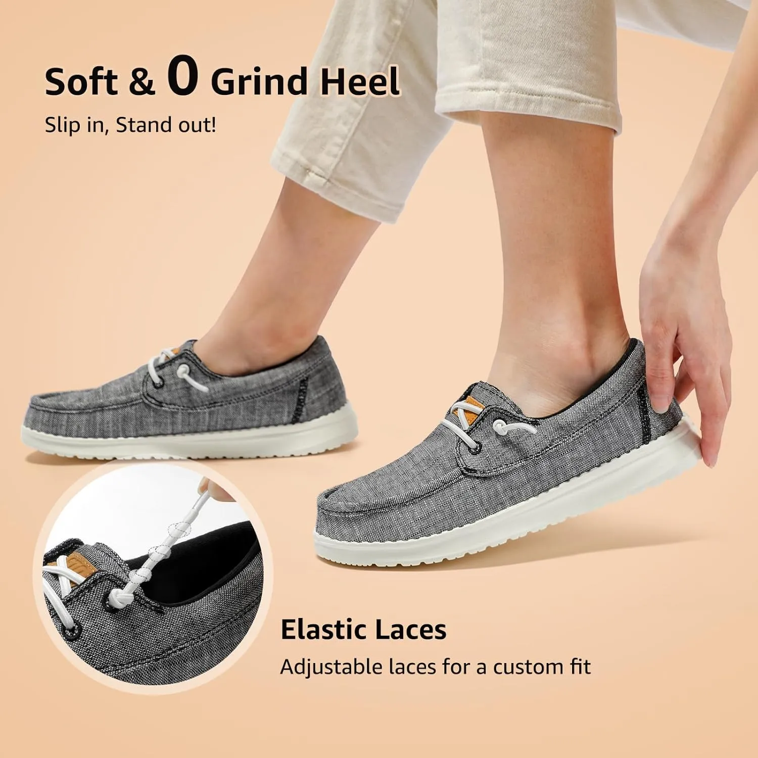 STQ Women's Boat Shoes with Orthopedic Insole Slip On Business Casual Shoes for Plantar Fasciitis Lightweight Loafers
