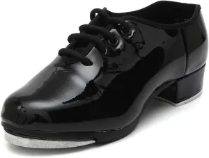 SWDZM Children'sTap Shoe for Girls Boys PU Leather Lace Up Oxford Style Tap Shoes