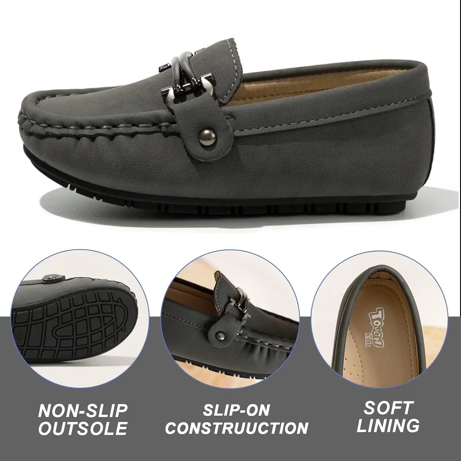 Toddler Boys Girls Leather Loafers,Little Kids Soft Slip-On Dress Shoes,Moccasins Flat Boat Shoes Casual Daily Walking Wedding Church School