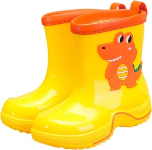 Toddler Kids Reflective Stripes Rain Boots Non Slip Waterproof Rubber Boots in 3D Patterns for Boys Kids Water Shoes