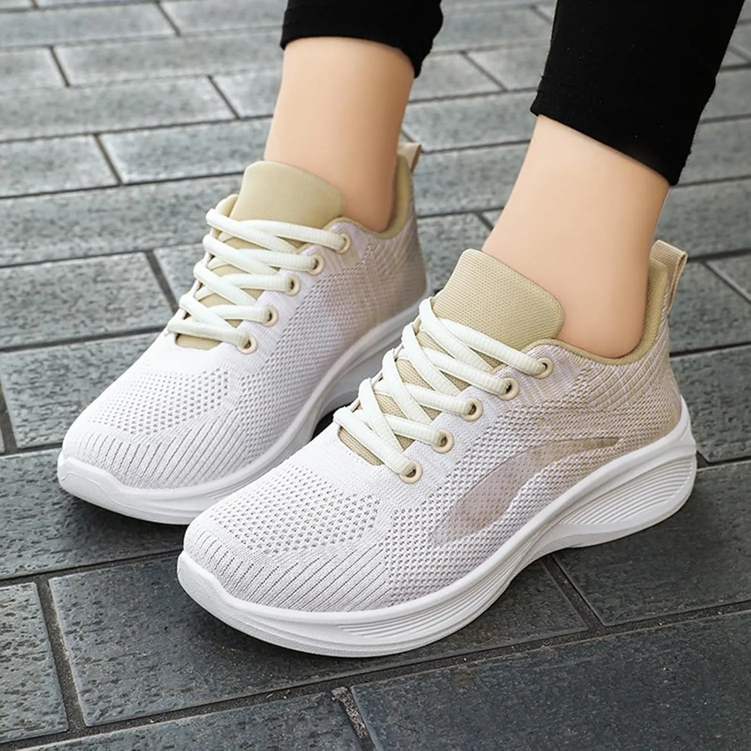 Woman Tennis Shoes Breathable Casual Fashion Lace Up Mesh Athletic Shoes Non Slip Walking Running Workout Sneakers