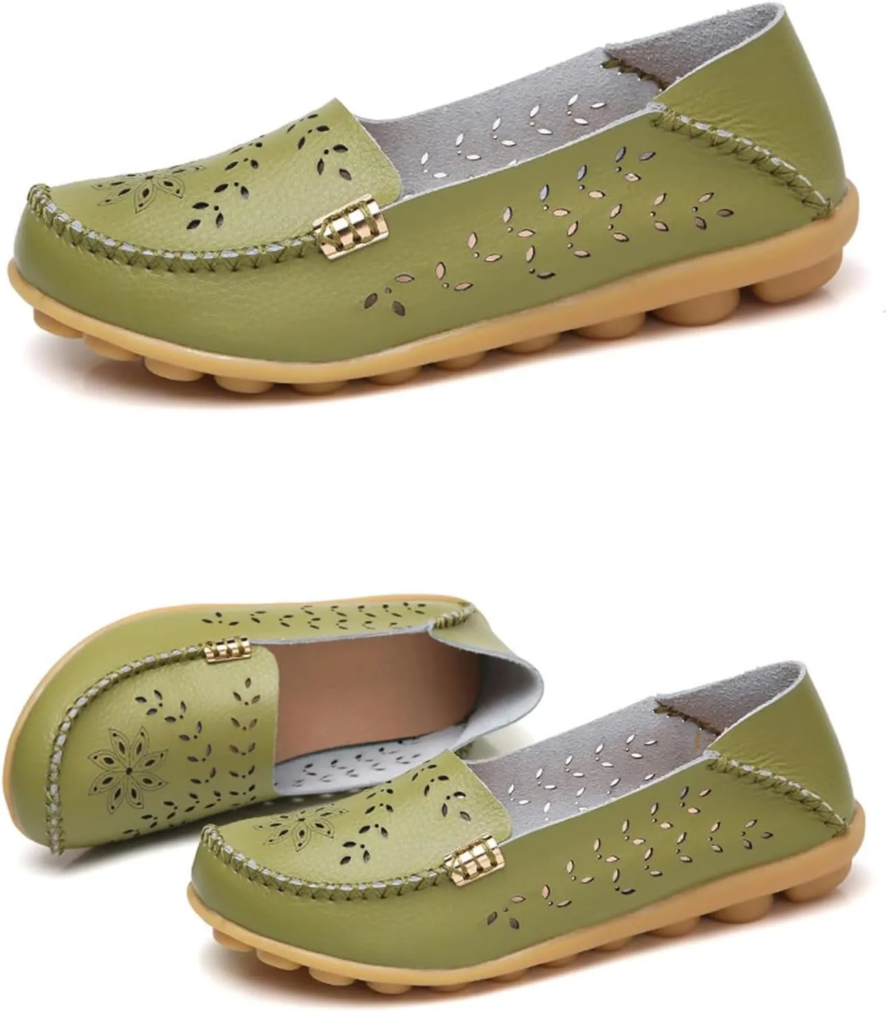 Womens Boat Shoes Comfort Walking Cute Flat Loafer Hollow Flowers Breathable Sandals, Summer Casual Closed Toe Flat Sandals Comfortable Slip On Boat Shoe All Day Comfort