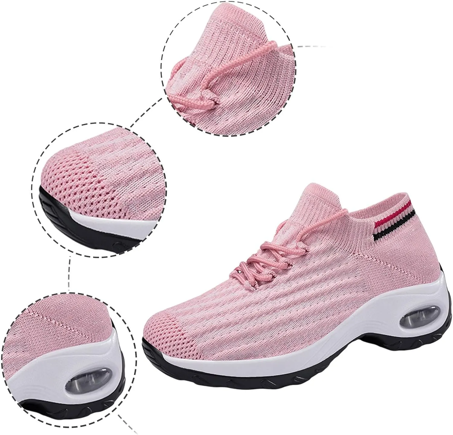 Women's Fashion Fabric Lace Up Solid Color Running Shoes Casual Comfortable Breathable Sneakers No Lace Athletic Shoes Women