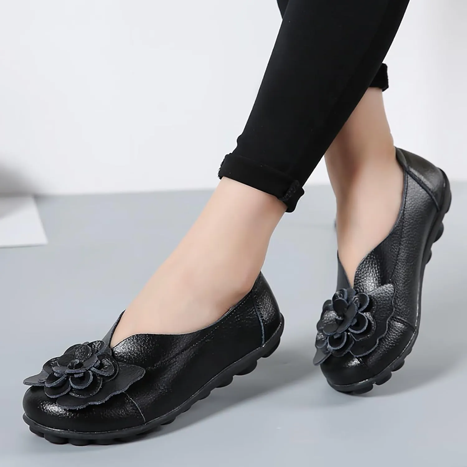 Womens Orthopedic Loafers Summer Comfortable Closed Toe Low Heel Flat Wide Width Flats Breathable Casual Outdoor Shoes Work Dressy Shoe Shopping Standing Shoes