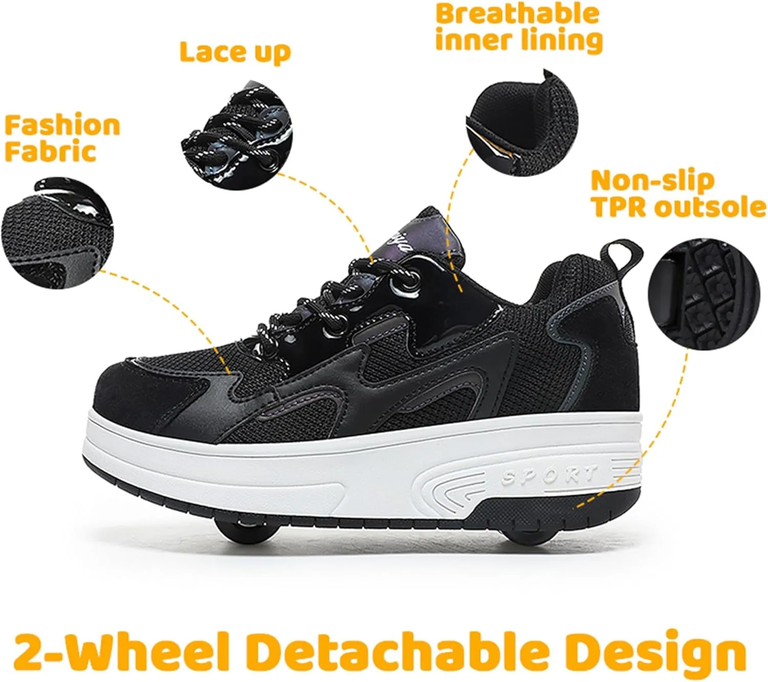 Wooowyet Roller Skate Shoes for Kids Boys Girls Rechargealbe Wheels Sneakers Fashion Roller Wheeled